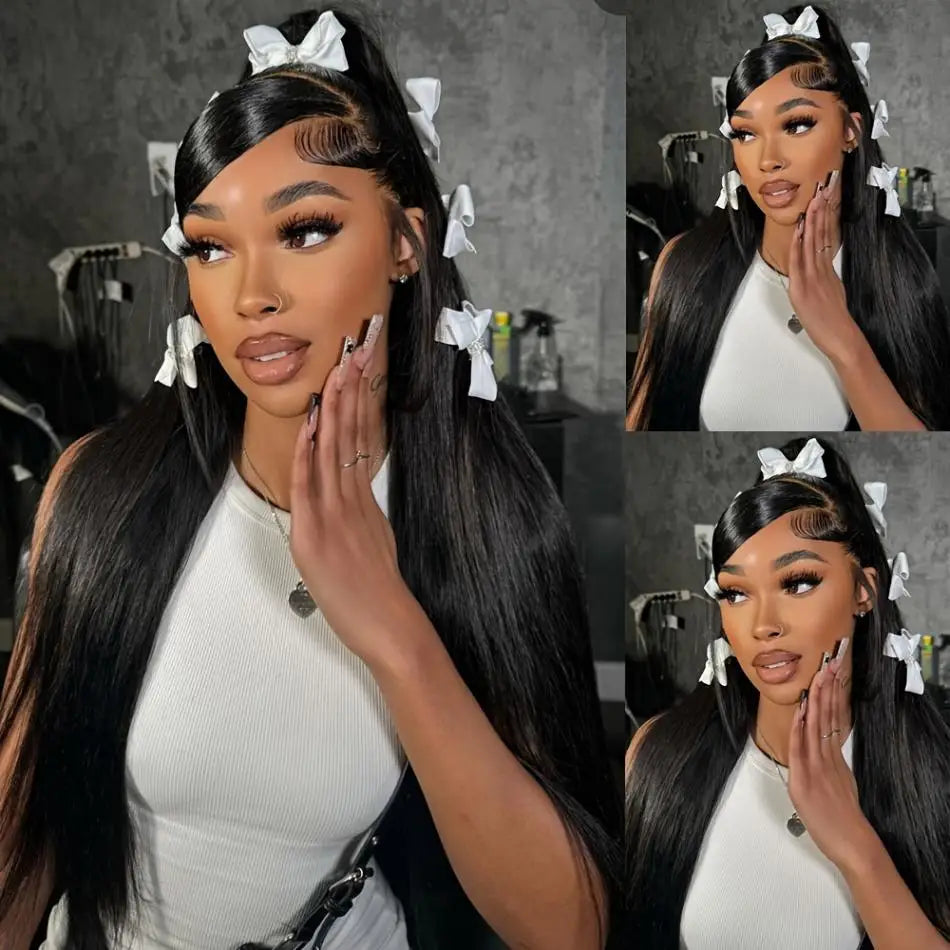 30-40 Inch Black Straight HD Lace Wig