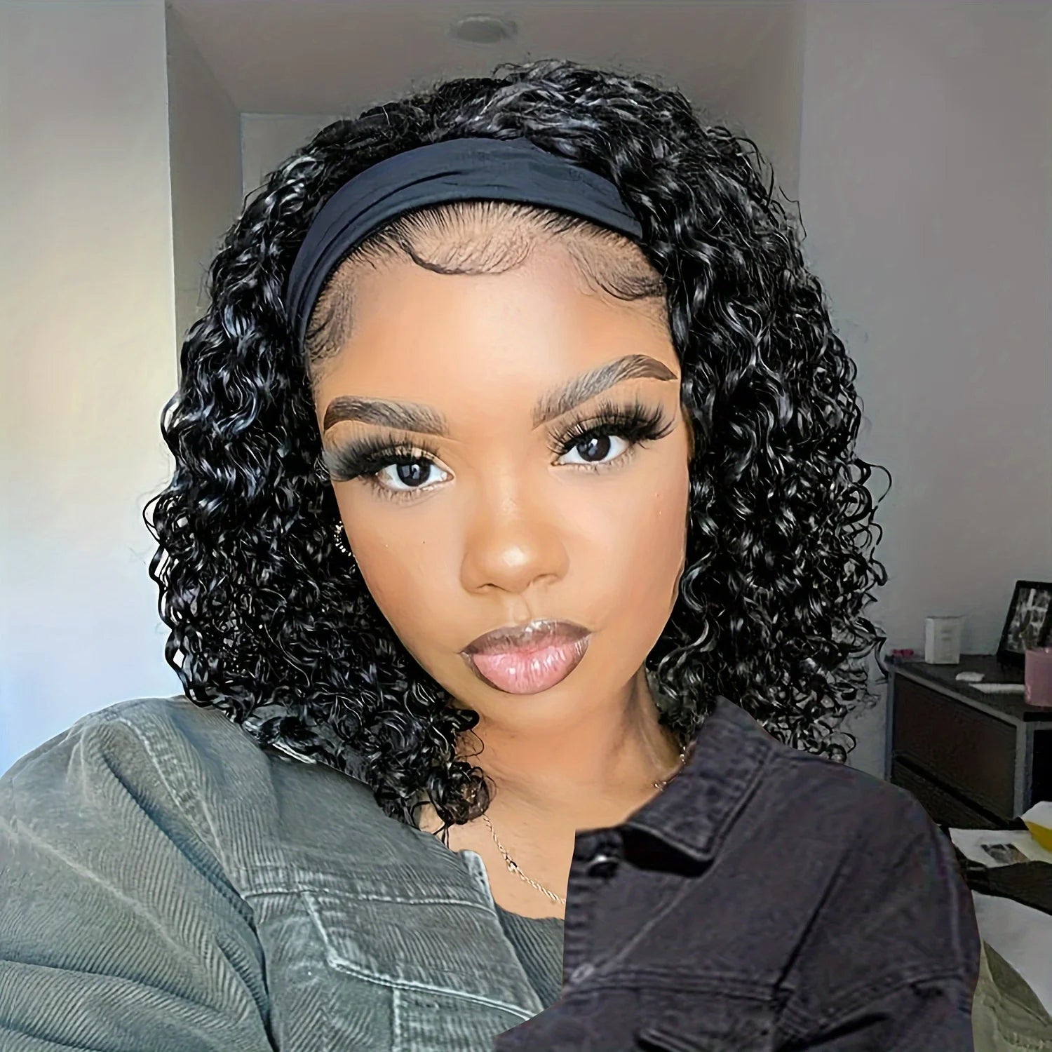 Deep Wave Headband Bob Wig Human Hair