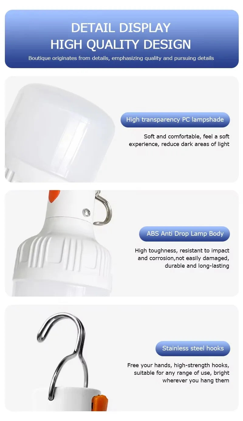 60W USB Rechargeable LED Lamp Bulb