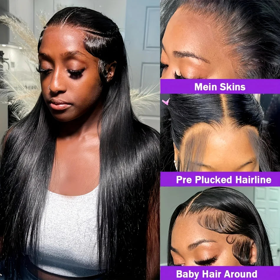 30-40 Inch Black Straight HD Lace Wig
