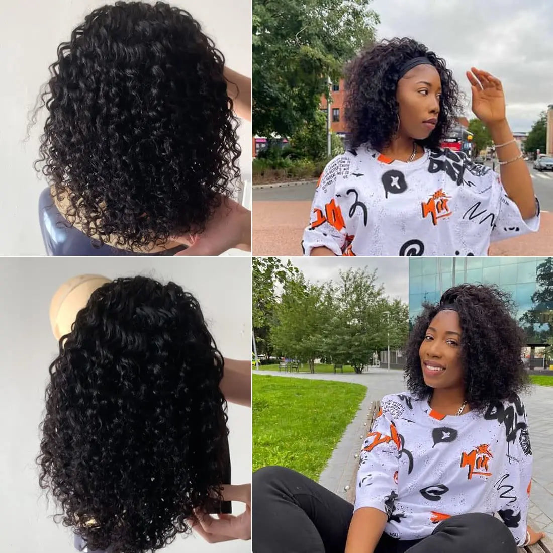 Deep Wave Headband Bob Wig Human Hair