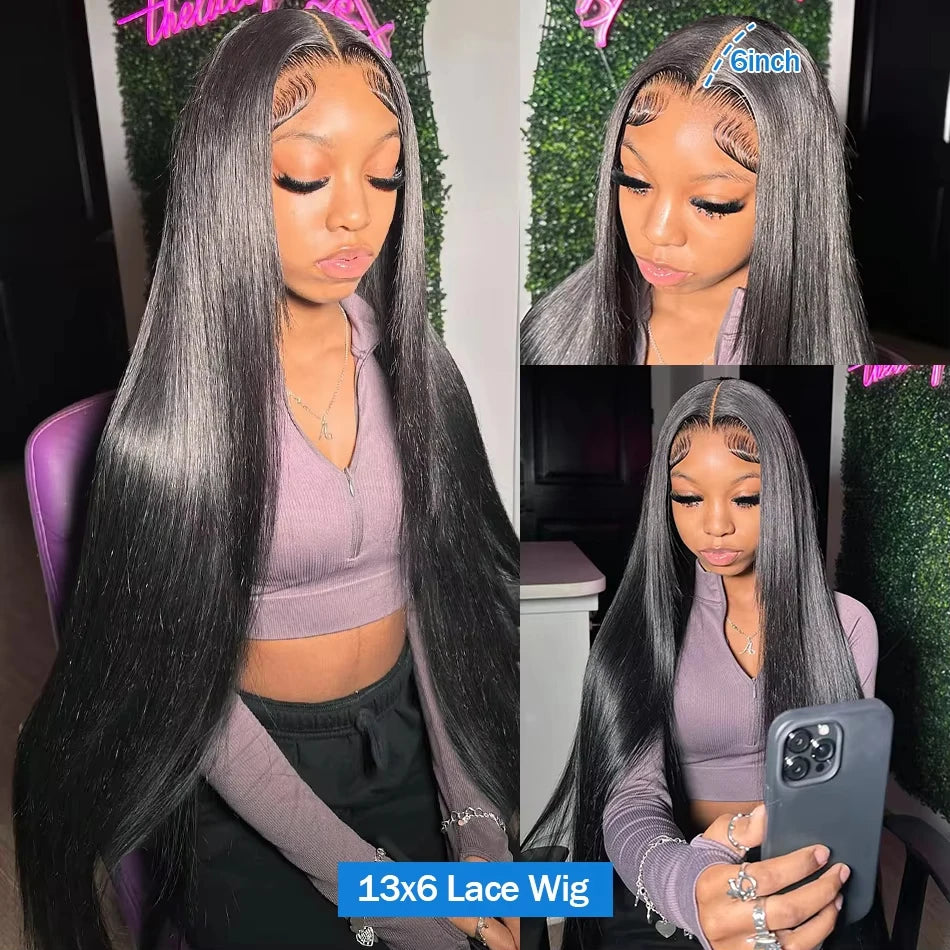 30-40 Inch Black Straight HD Lace Wig