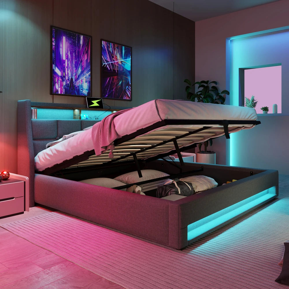180x200 cm USB charging and lighting LED slaty bed