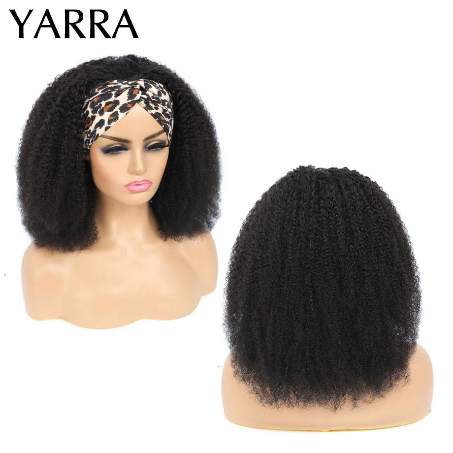 YARRA Afro Kinky Curly Human Hair Headband Wig