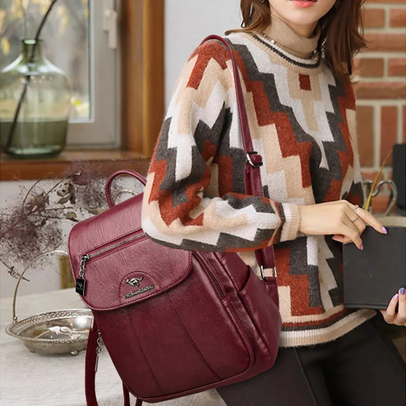 Women Soft Leather Backpacks