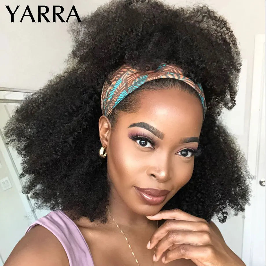 YARRA Afro Kinky Curly Human Hair Headband Wig