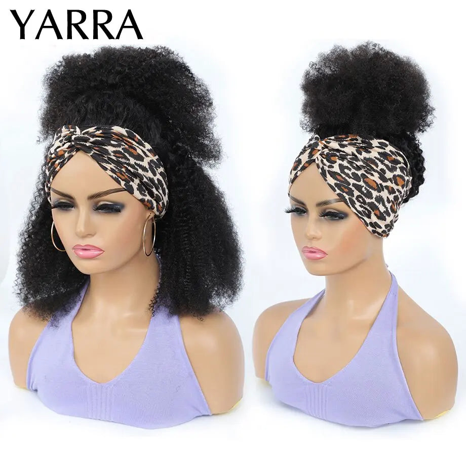 YARRA Afro Kinky Curly Human Hair Headband Wig