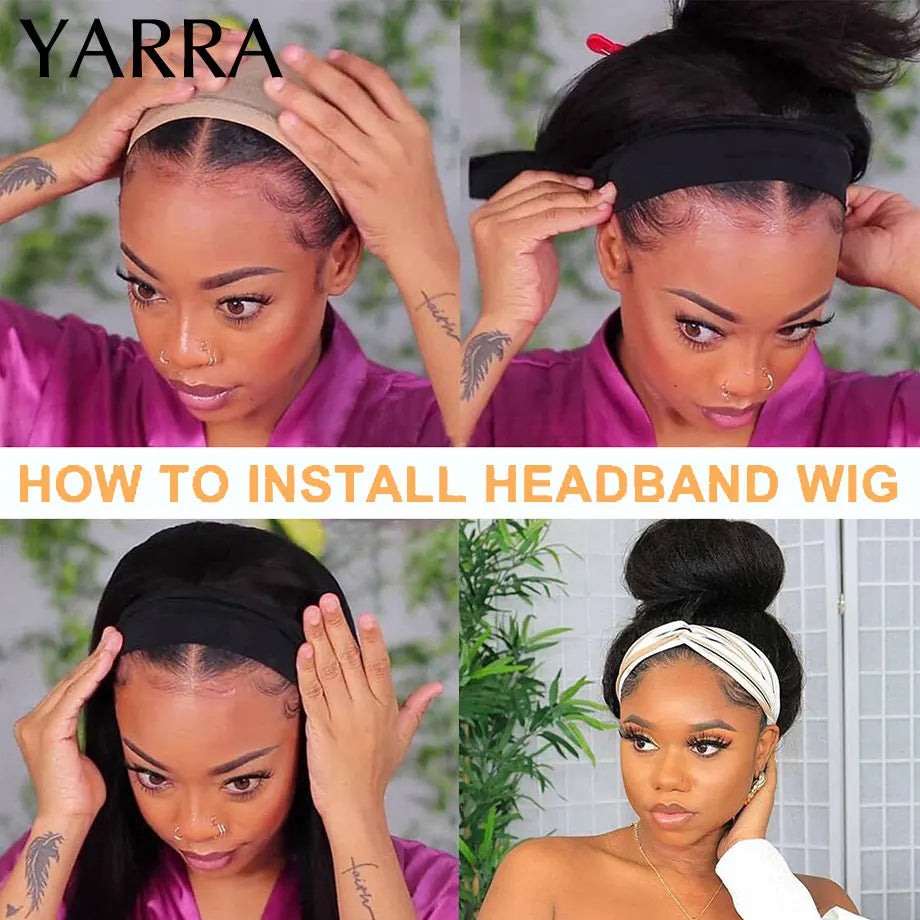 YARRA Afro Kinky Curly Human Hair Headband Wig