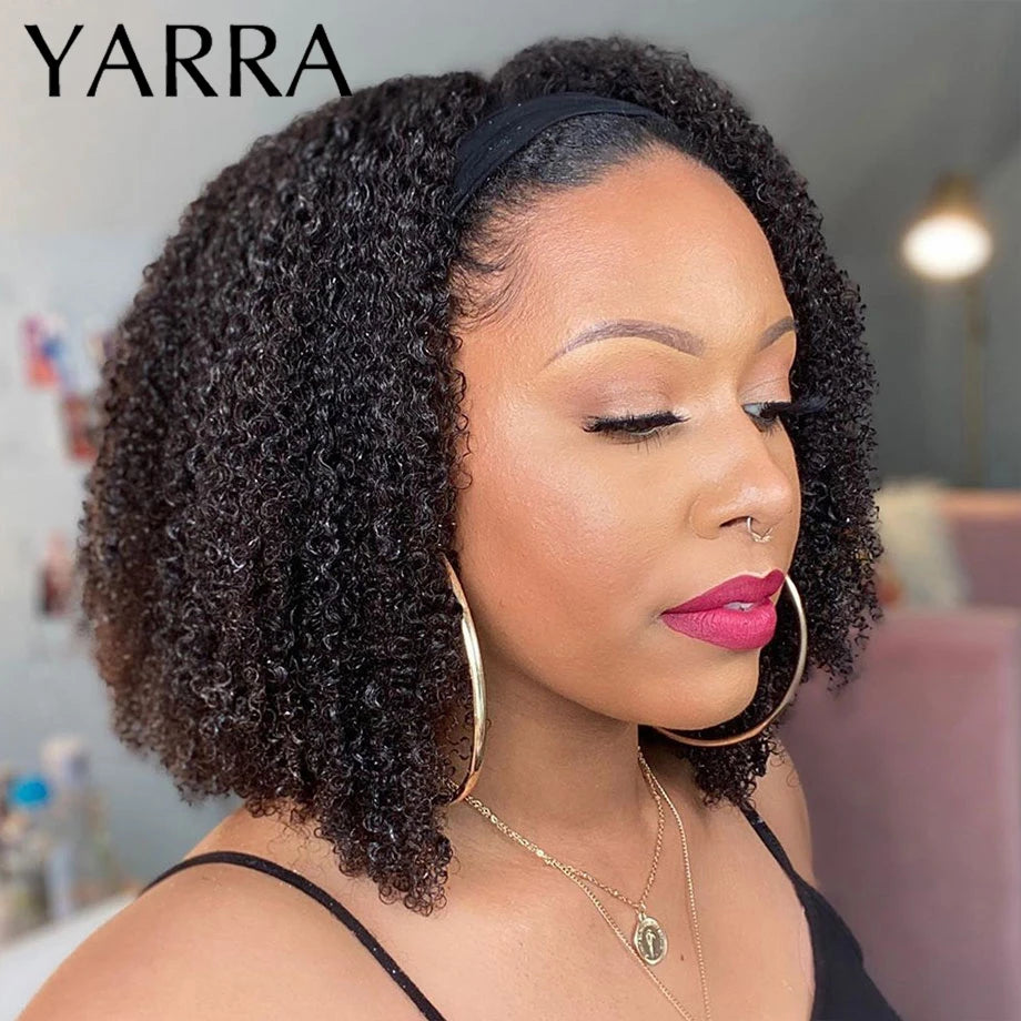 YARRA Afro Kinky Curly Human Hair Headband Wig