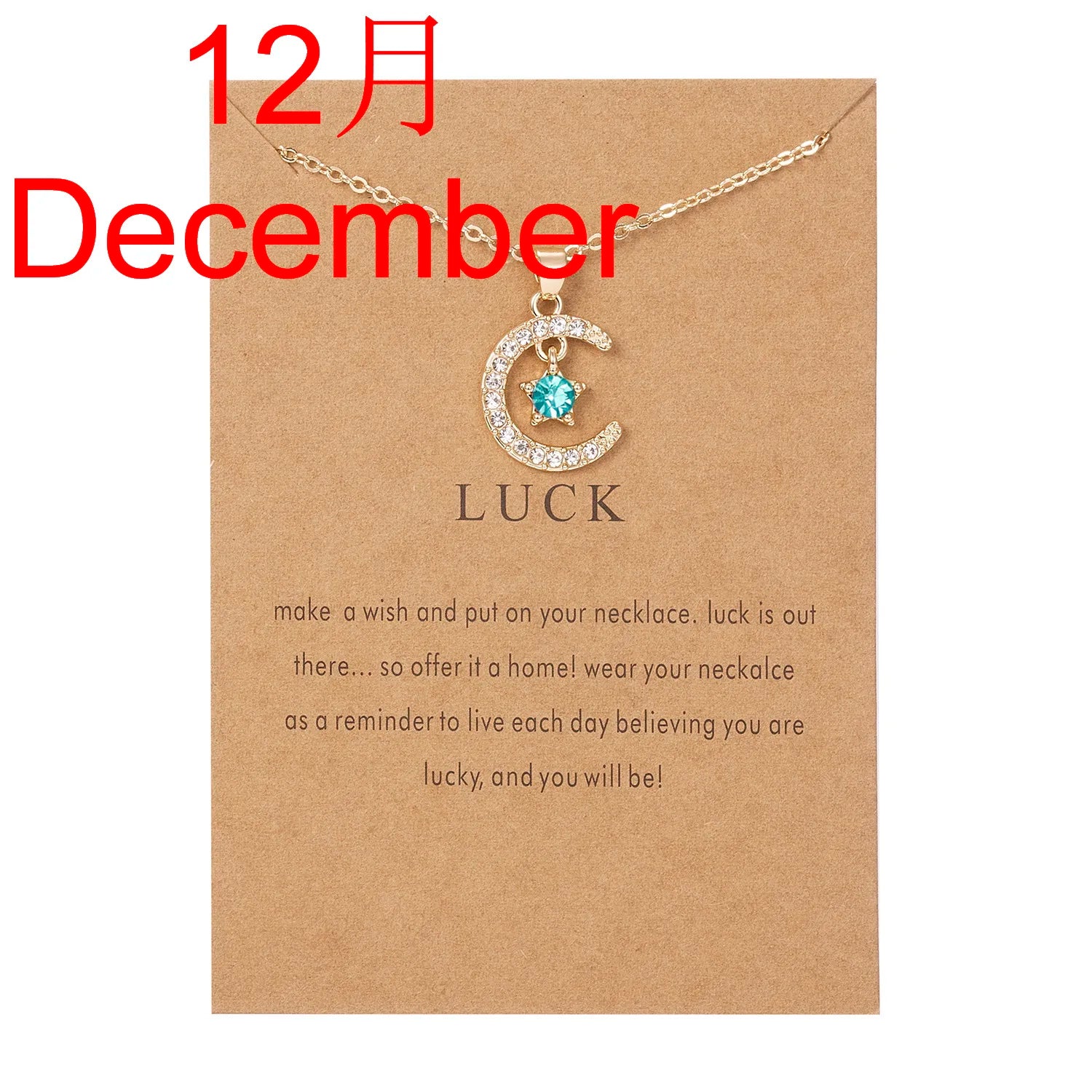 Fashion Birthstone Moon Star Crystal Necklace