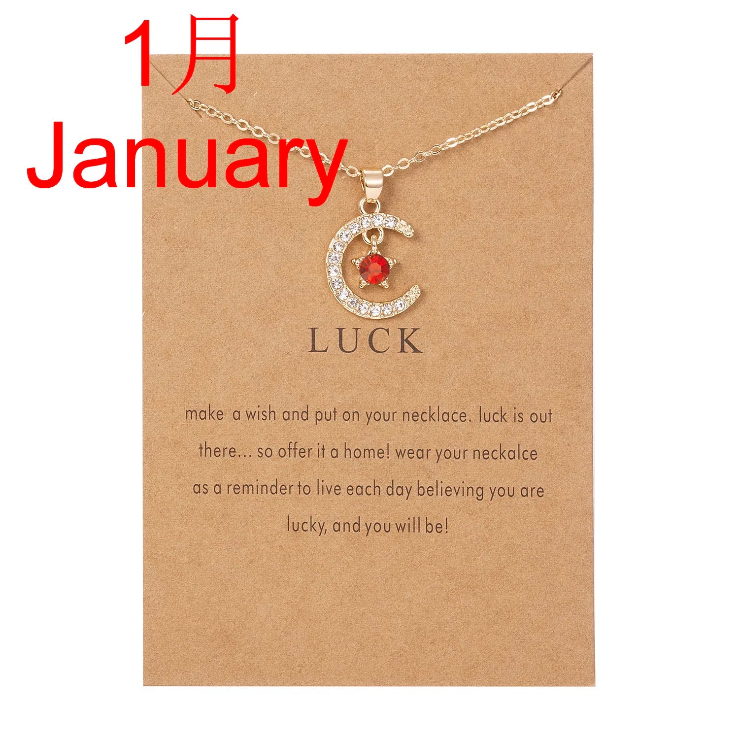 Fashion Birthstone Moon Star Crystal Necklace