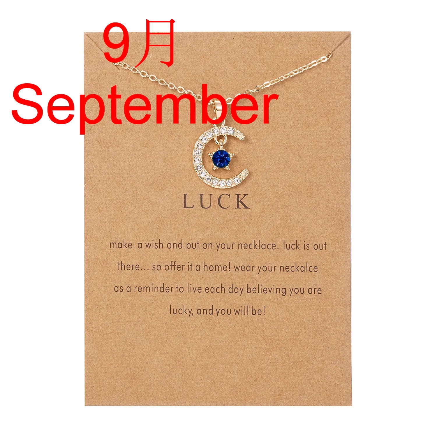 Fashion Birthstone Moon Star Crystal Necklace