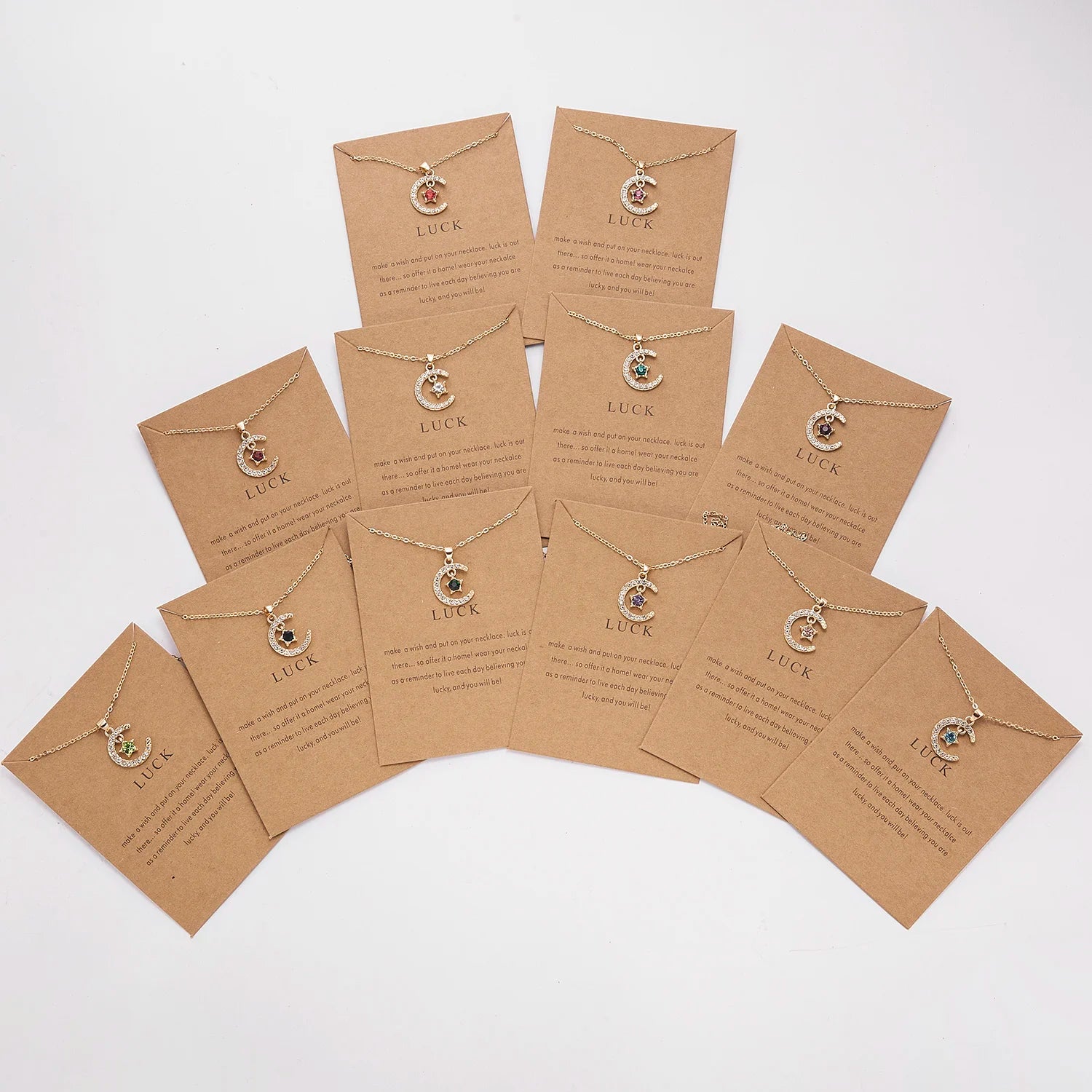 Fashion Birthstone Moon Star Crystal Necklace