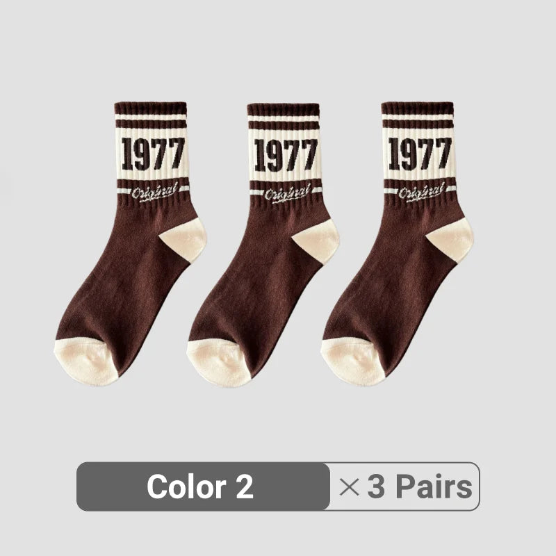 1/3/5/8 Pairs Retro American Men's Mid-rise Socks