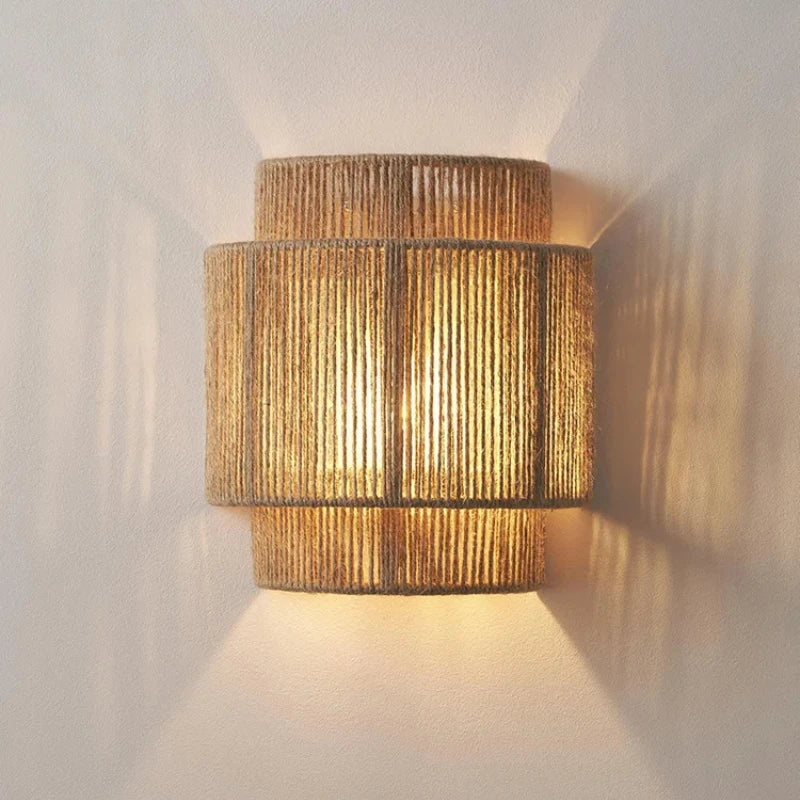 New Retro Rattan Weaving Wall Lamp