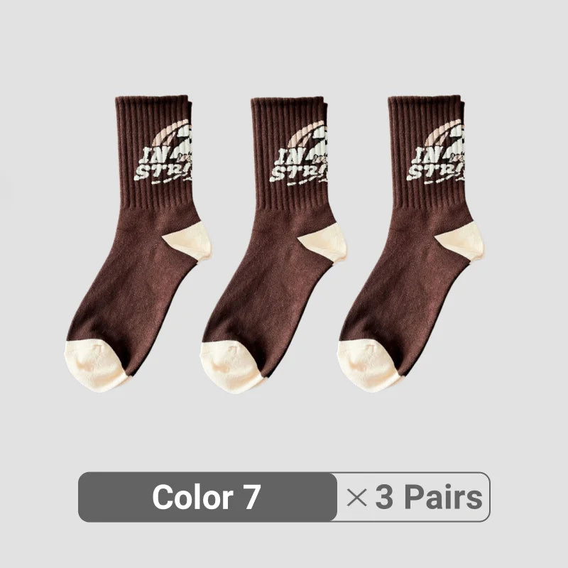 1/3/5/8 Pairs Retro American Men's Mid-rise Socks