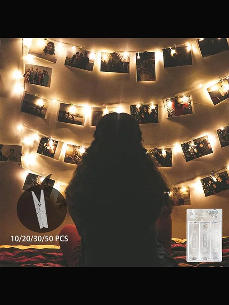 Warm White LED Photo Clip Fairy String Lights (Battery Operated)