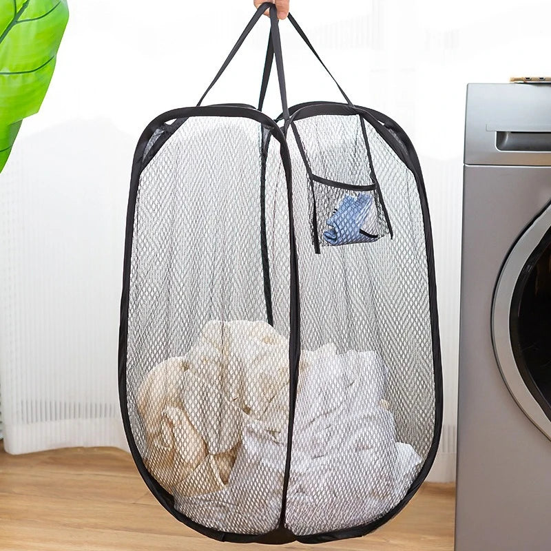 Ventilated Mesh Pop-Up Laundry Hamper (Collapsible & Portable)