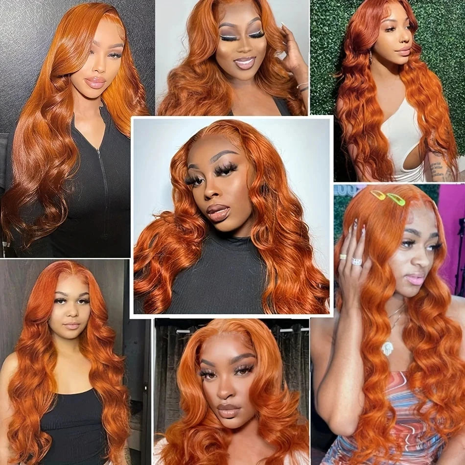 36 Inch Ginger Orange Body Wave Lace Wig