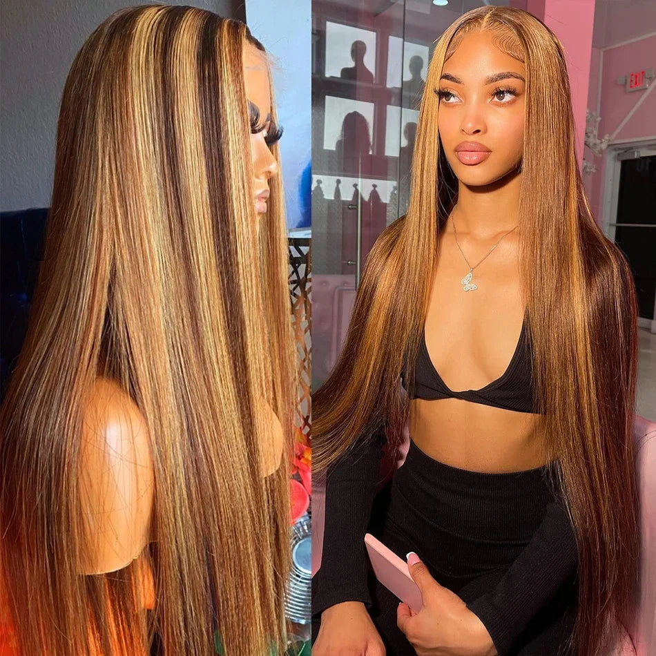 Highlight Wig 13x6 Hd Lace Frontal Wig Natural Hairline PrePlucked 30 Inch 13x4 Honey Blonde Straight Lace Front Wigs Human Hair