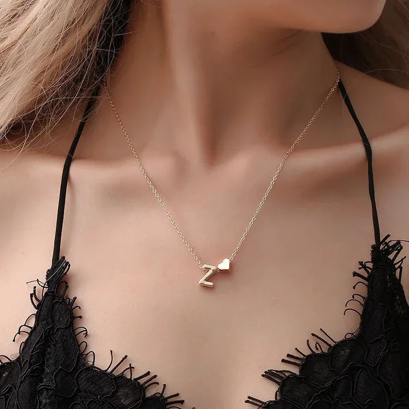 SUMENG Dainty Tiny Heart Initial Necklace