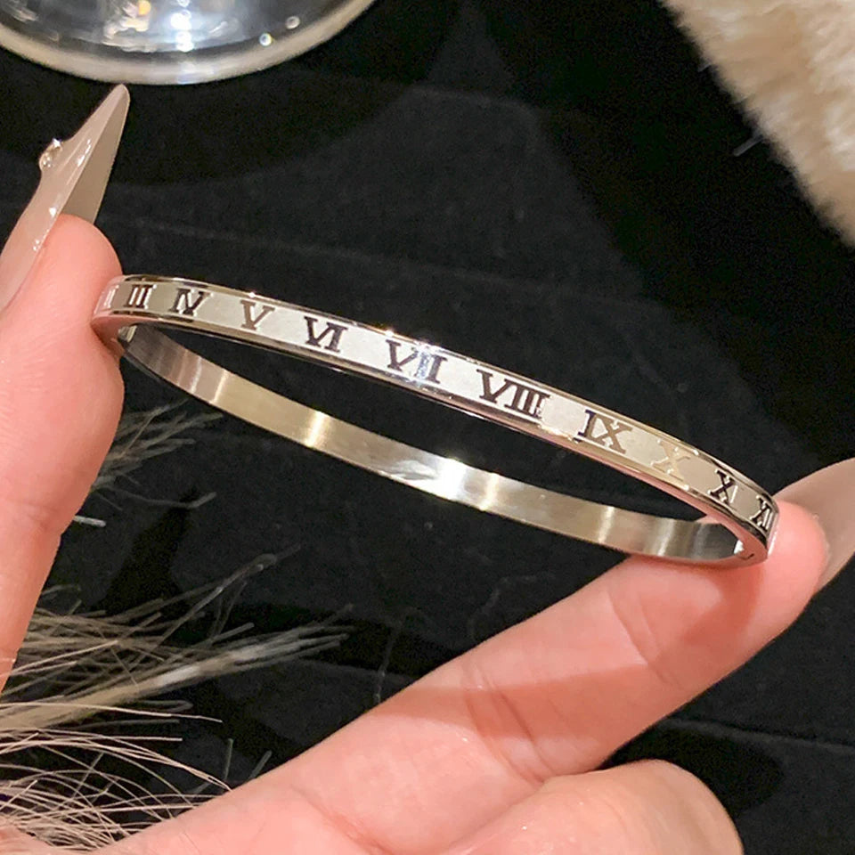 New Sparkling Zirconia Stainless Steel Bracelet Set