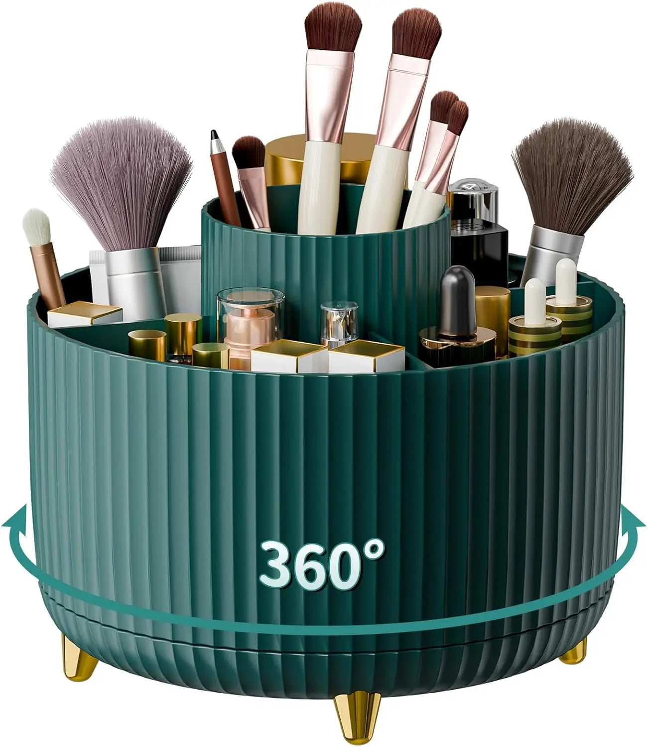 360° Rotating 5-Slot Makeup Brush & Vanity Organizer