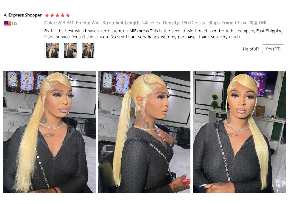613 Honey Blonde HD Transparent Lace Wig