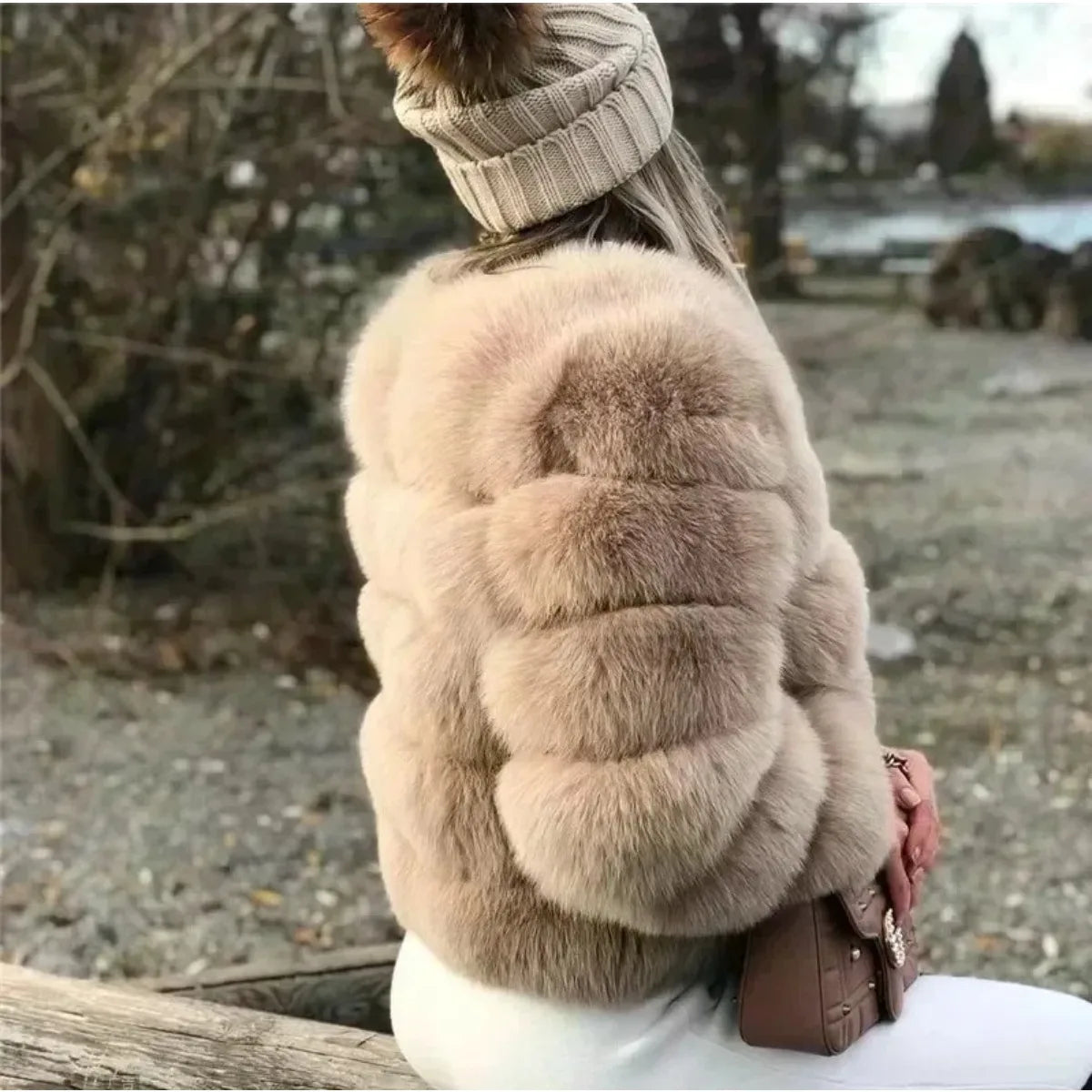 Women's Fashion faux fur coat