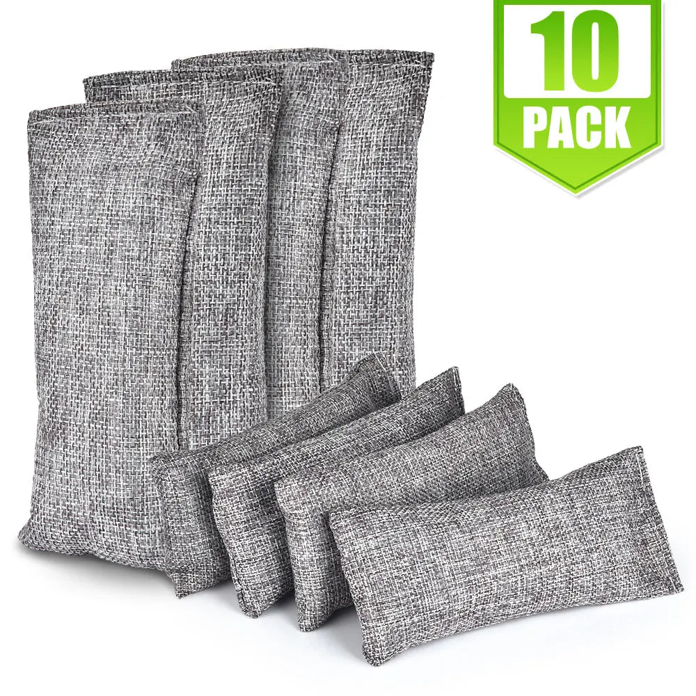 10-Pack Natural Bamboo Activated Charcoal Air Purifying & Odor Absorber Bags