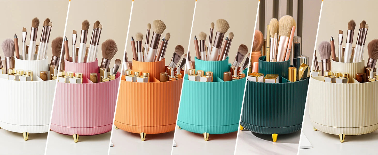 360° Rotating 5-Slot Makeup Brush & Vanity Organizer