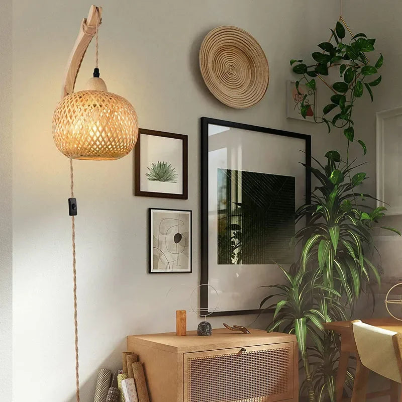 New Bamboo Lantern Wall Lamp