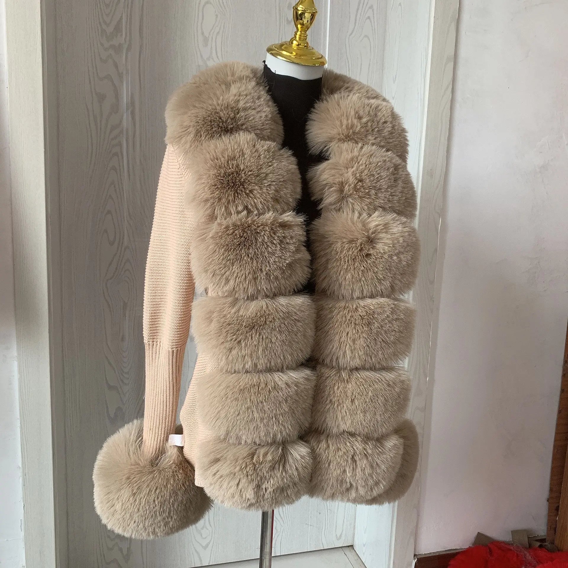 Women Faux Fur Knit Sweater