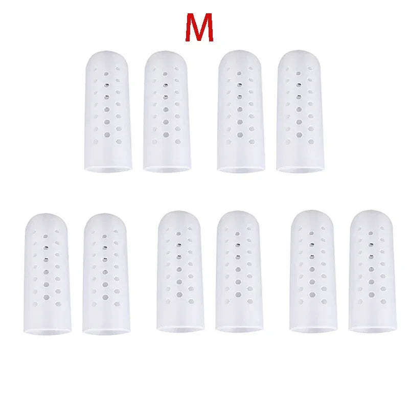 White Breathable Silicone Toe Protector Sleeves