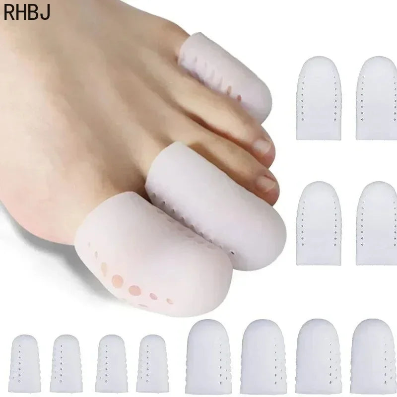 White Breathable Silicone Toe Protector Sleeves