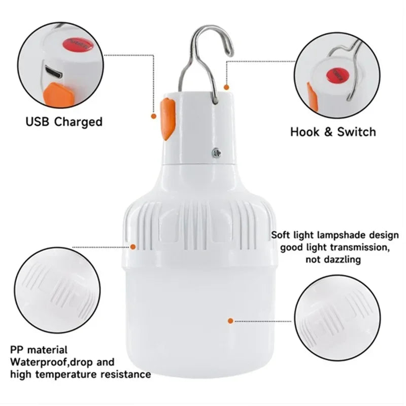 60W USB Rechargeable LED Lamp Bulb