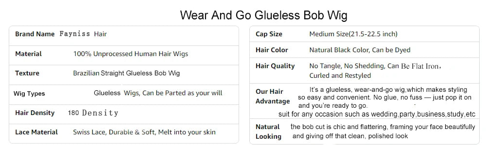 250% Density Body Wave Wear And Go Bob Wig