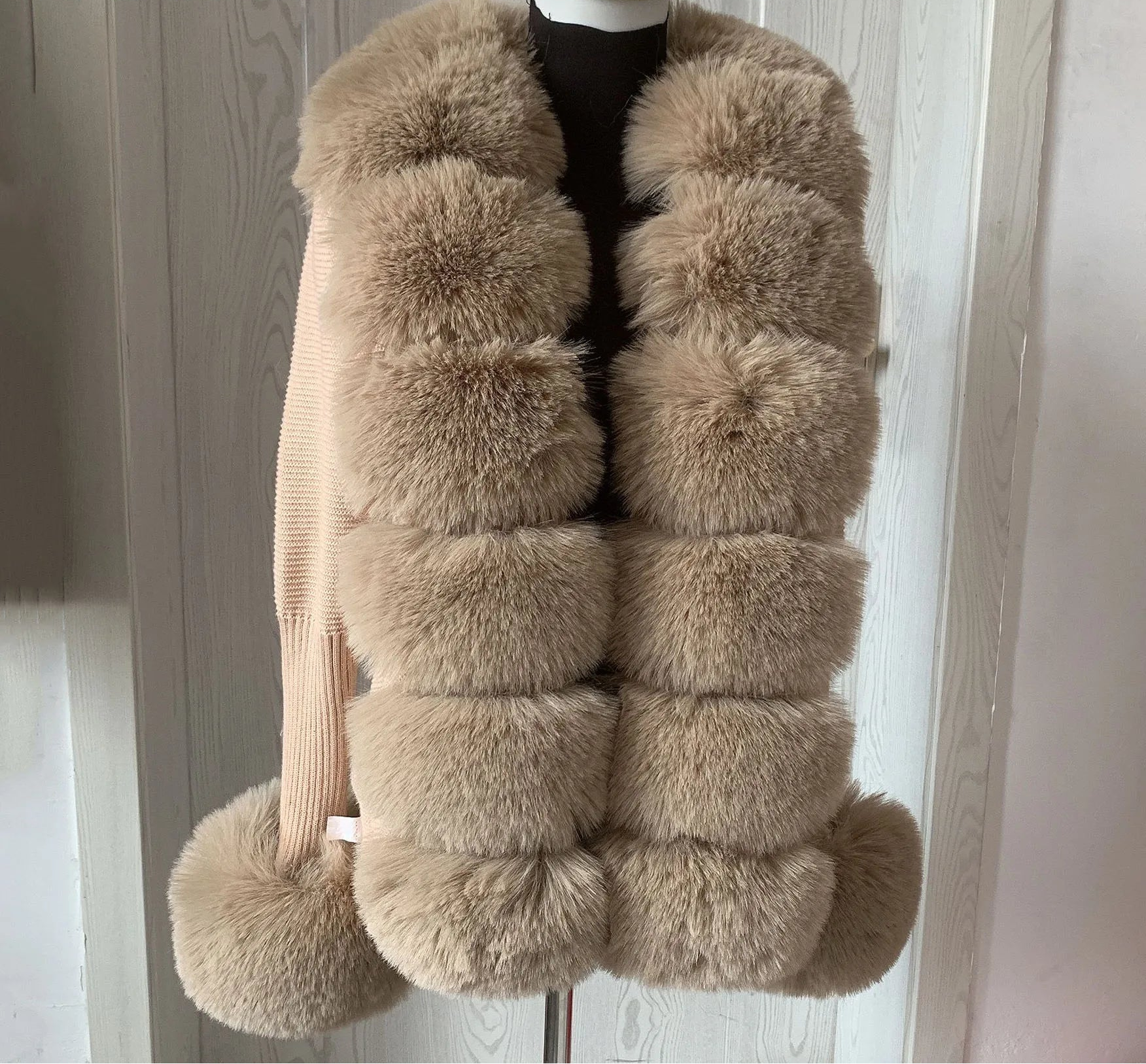 Women Faux Fur Knit Sweater