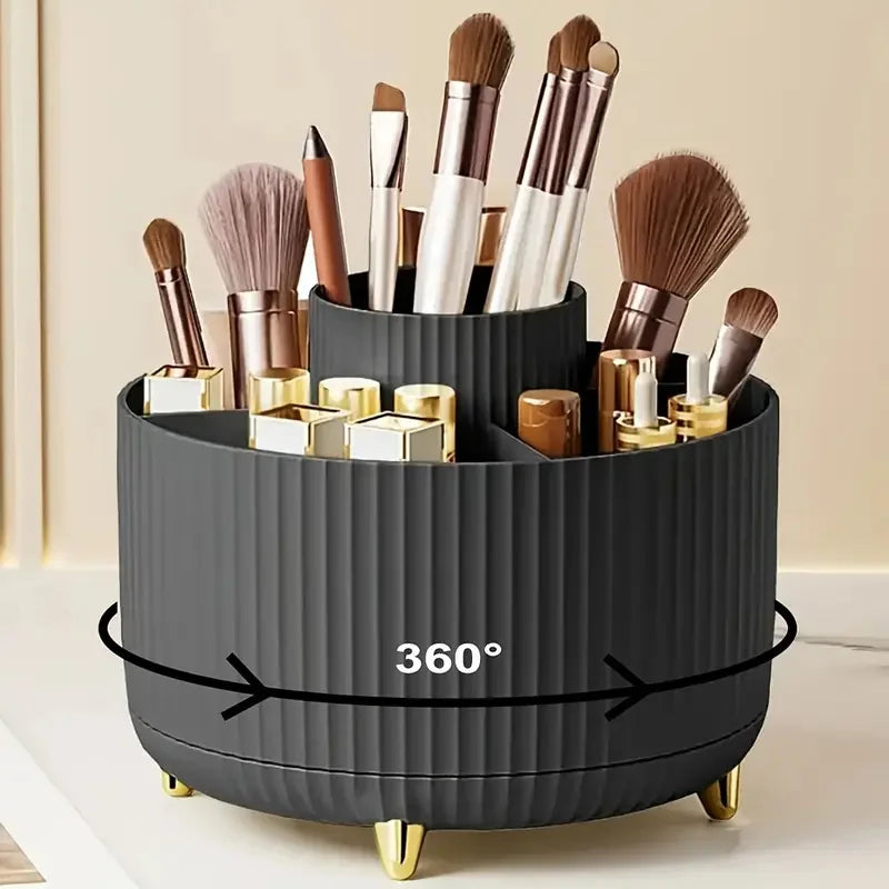 360° Rotating 5-Slot Makeup Brush & Vanity Organizer