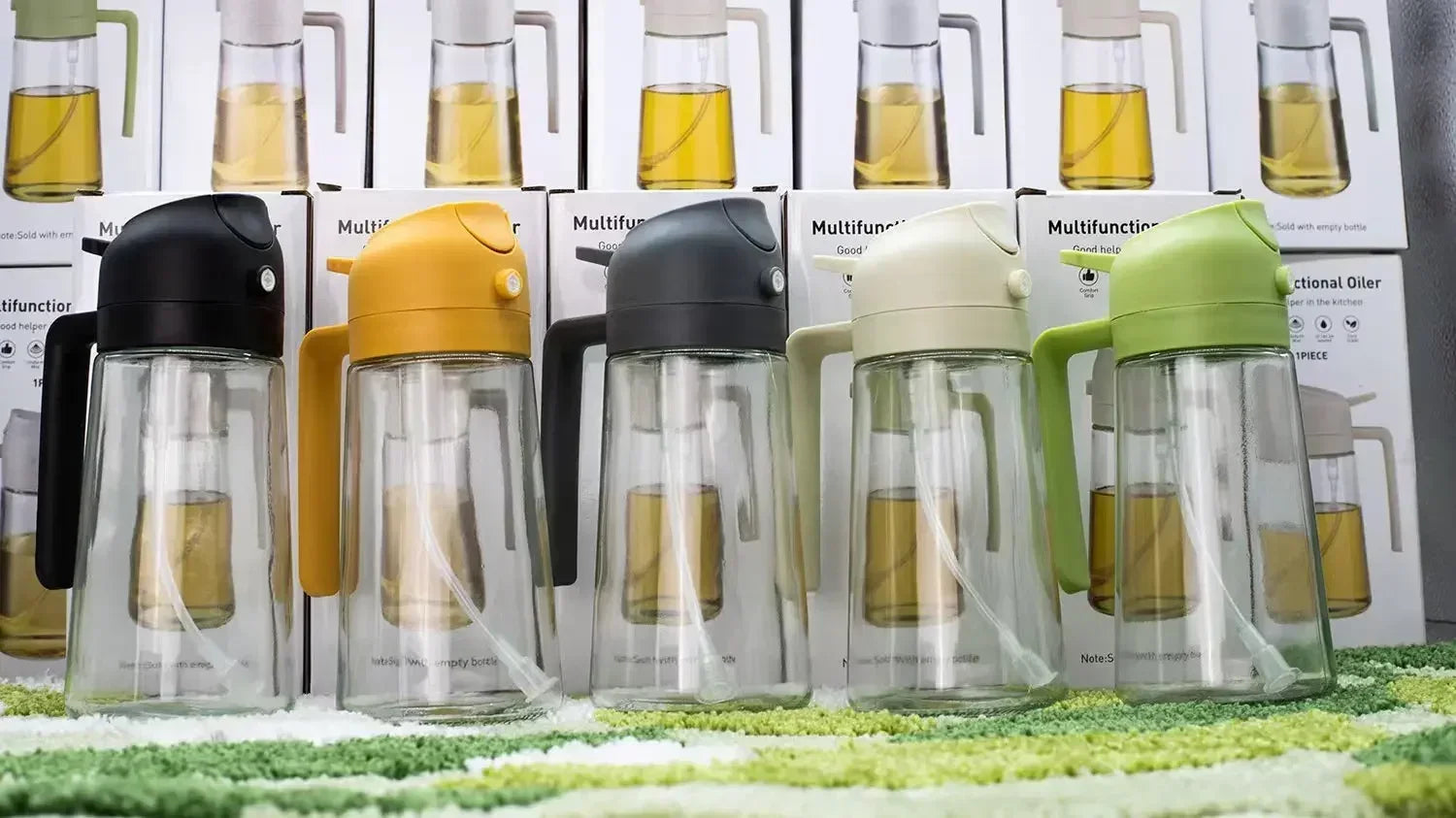 2-in-1 Light-Blocking Dark Glass Oil Sprayer & Pour Dispenser (500ml)