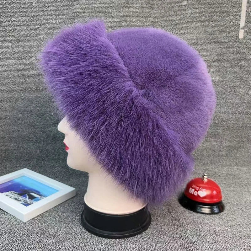 Women Fluffy Beanie winter Warm Thick Hat