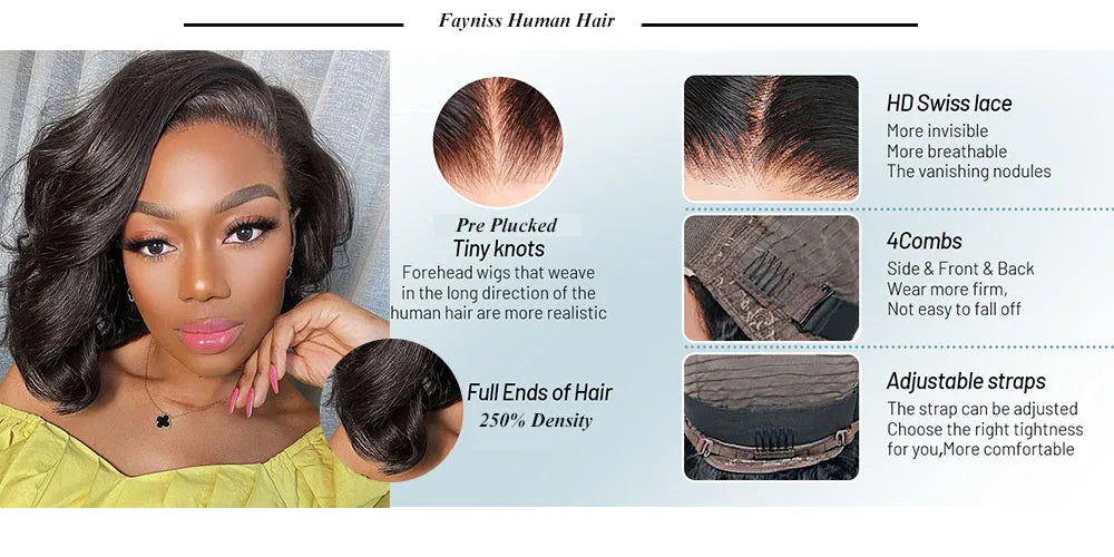 250% Density Body Wave Wear And Go Bob Wig