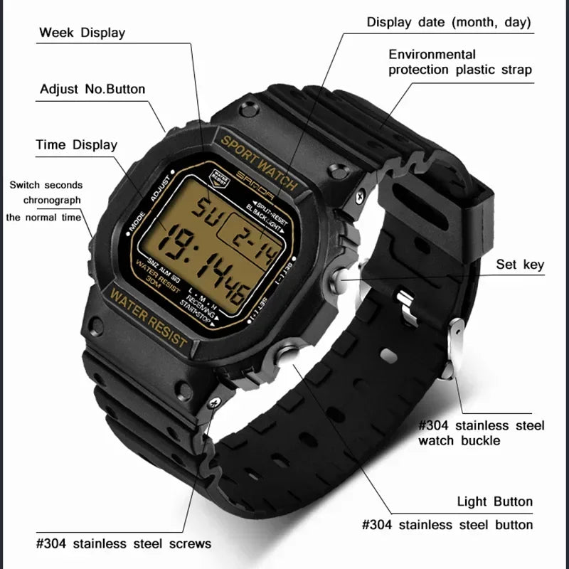 SANDA Multifunction Digital Sports Watch