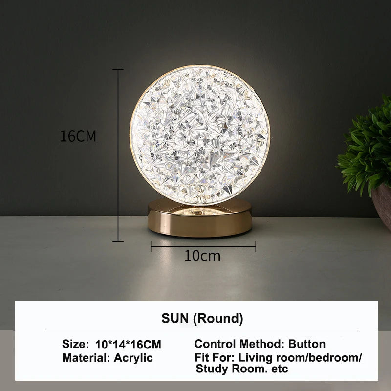 3D Crystal Touch-Control LED Night Light (USB Rechargeable)