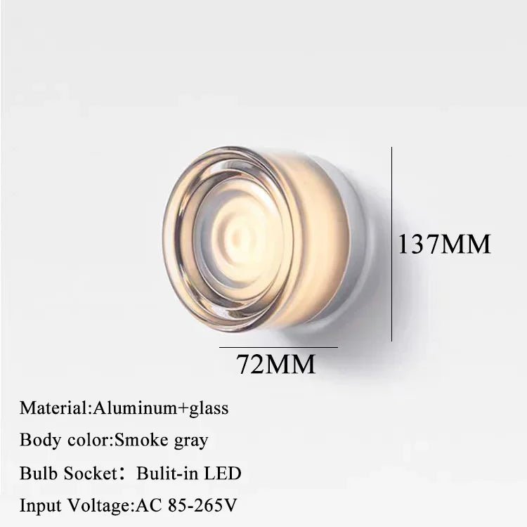 New Modern Glass Round Wall Sconce Light
