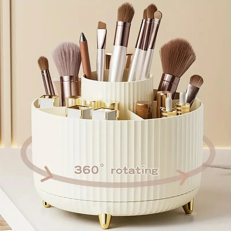 360° Rotating 5-Slot Makeup Brush & Vanity Organizer
