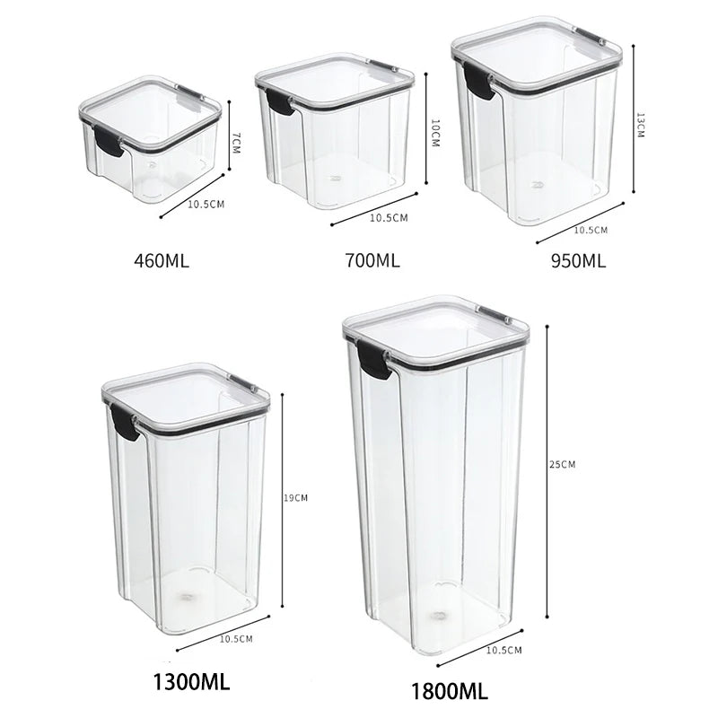 5-Piece Transparent Airtight Food Storage Jar Set