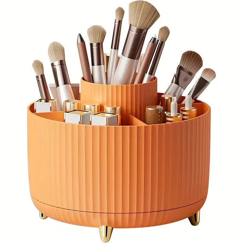 360° Rotating 5-Slot Makeup Brush & Vanity Organizer