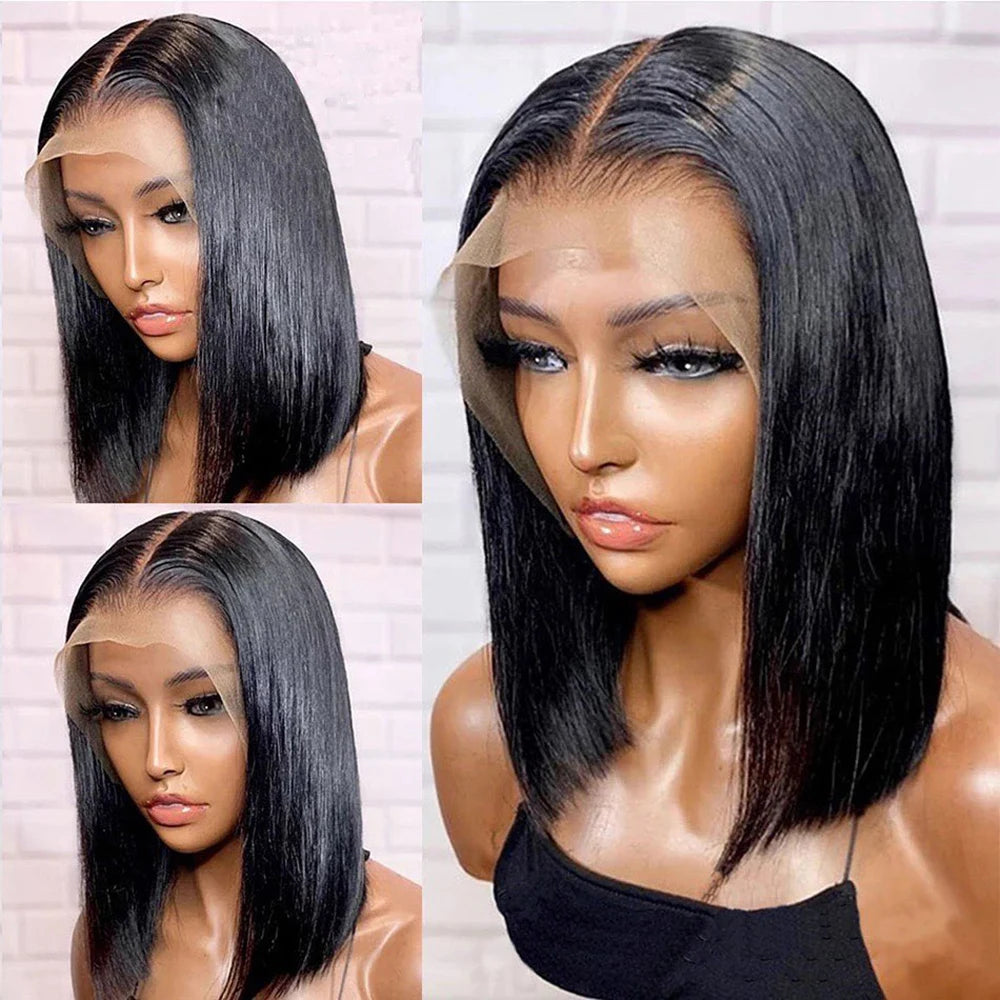 13x4 Lace Front Human Hair Short Bob Wig