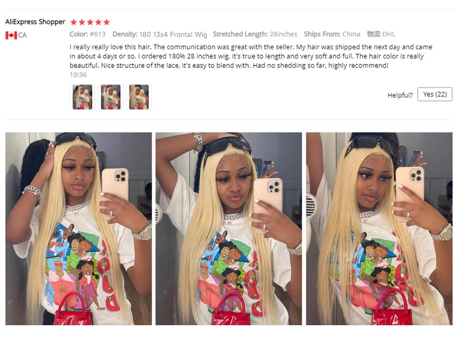 613 Honey Blonde HD Transparent Lace Wig